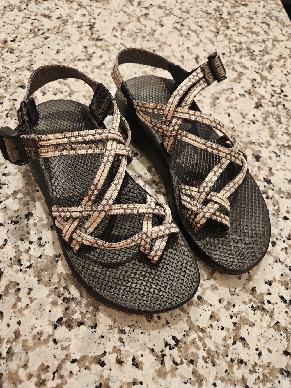 Chaco Women's Sandals in Black and Tan Strappy Design